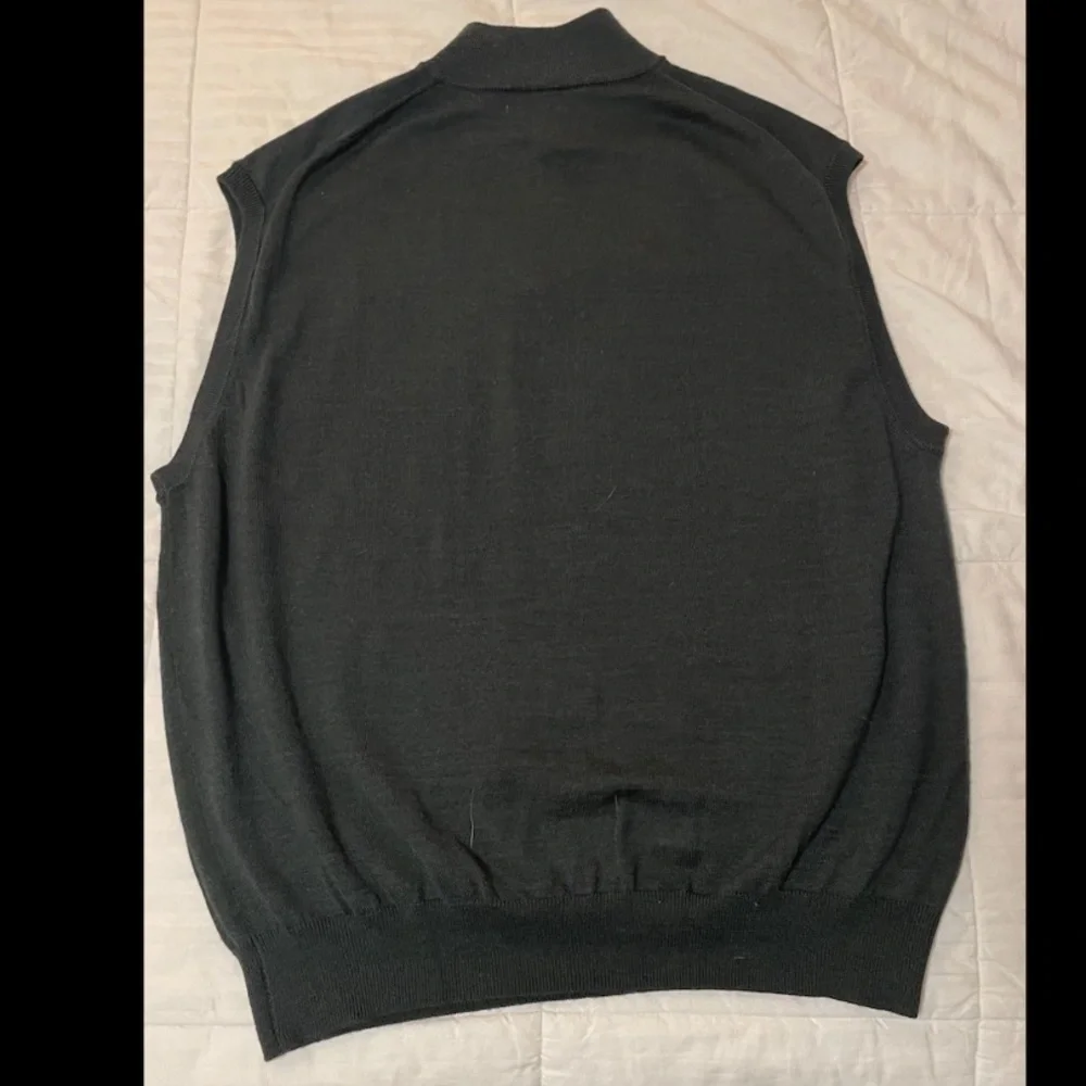 Tagio Wool Blend Forest Green Sweater Vest Men XXL 1/4 Zip Pullover Golf Preppy